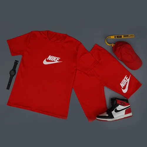 ست تیشرت شلوارک Nike قرمز مردانه مدل Sarox